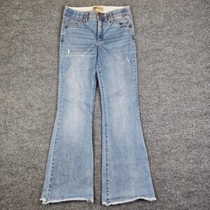 Democracy Bootcut Jeans Womens 8 Frayed Hem Light Wash "Ab" Technology Denim